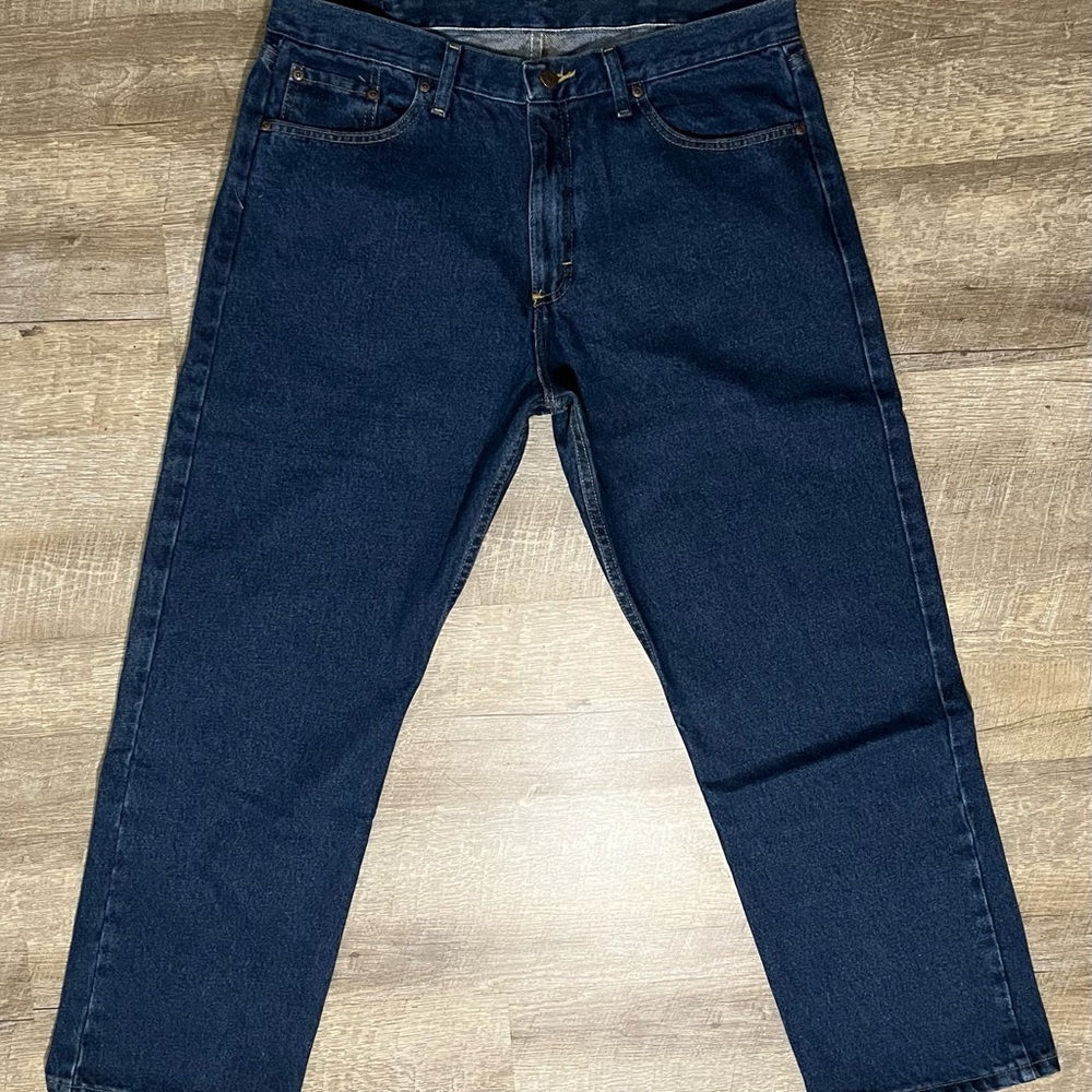 Wrangler Five Star Jeans Men's 36X29 Relaxed Fit Denim Dark Blue - Picture 2 of 4